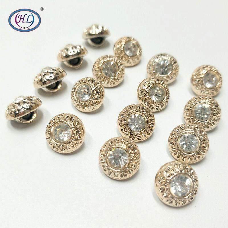 HL 30/50PCS/150PCS 11MM New Coating Buttons With Rhinestone Decoration Shank DIY Clothing Sewing Accessories Shirt