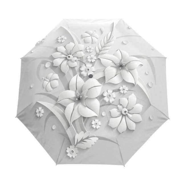 Automatic 3D Flower Umbrella White Chinese Sun Umbrella 3 Foldable Umbrella Rain Women Anti UV Outdoor Travel Sombrinha