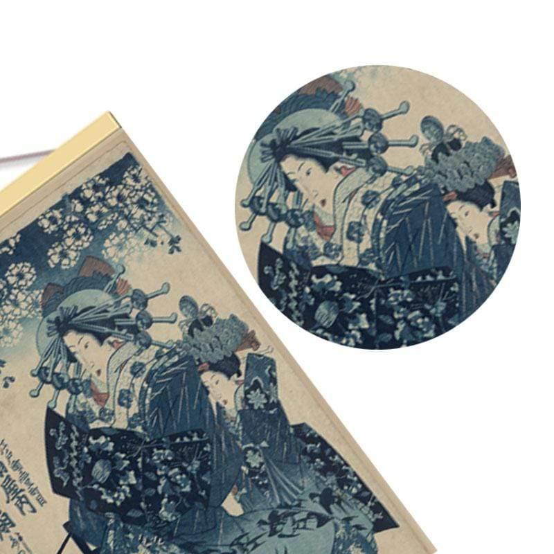 Japanisches Ukiyoe-Poster für HD-Leinwand-Wandbilder zur Dekoration des Wohnzimmers Wandkunst mit Massivholz Hängescroll