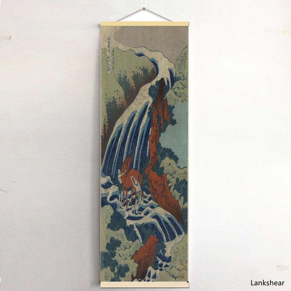 Japanisches Ukiyoe-Poster für HD-Leinwand-Wandbilder zur Dekoration des Wohnzimmers Wandkunst mit Massivholz Hängescroll