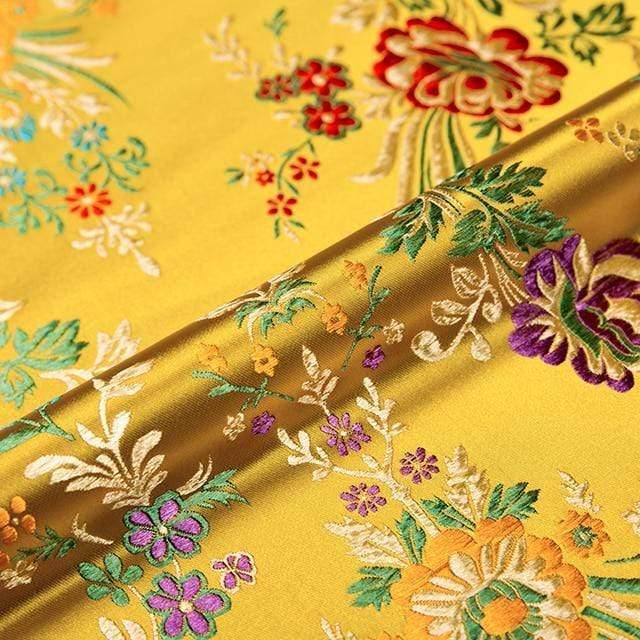 Flower fabrics brocade jacquard patterned fabric for sewing cheongsam and kimono material for DIY