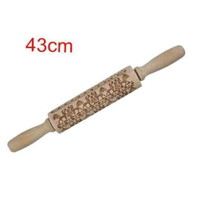 43cm Weihnachts Präge Nudelholz Graviertes Geschnitztes Holz Präge Nudelholz Schneeflocke Rentier Backen