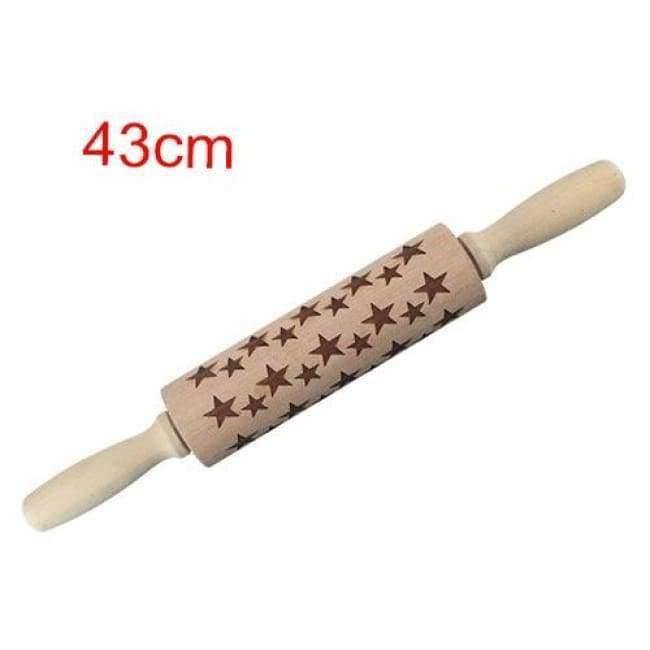 43cm Weihnachts Präge Nudelholz Graviertes Geschnitztes Holz Präge Nudelholz Schneeflocke Rentier Backen