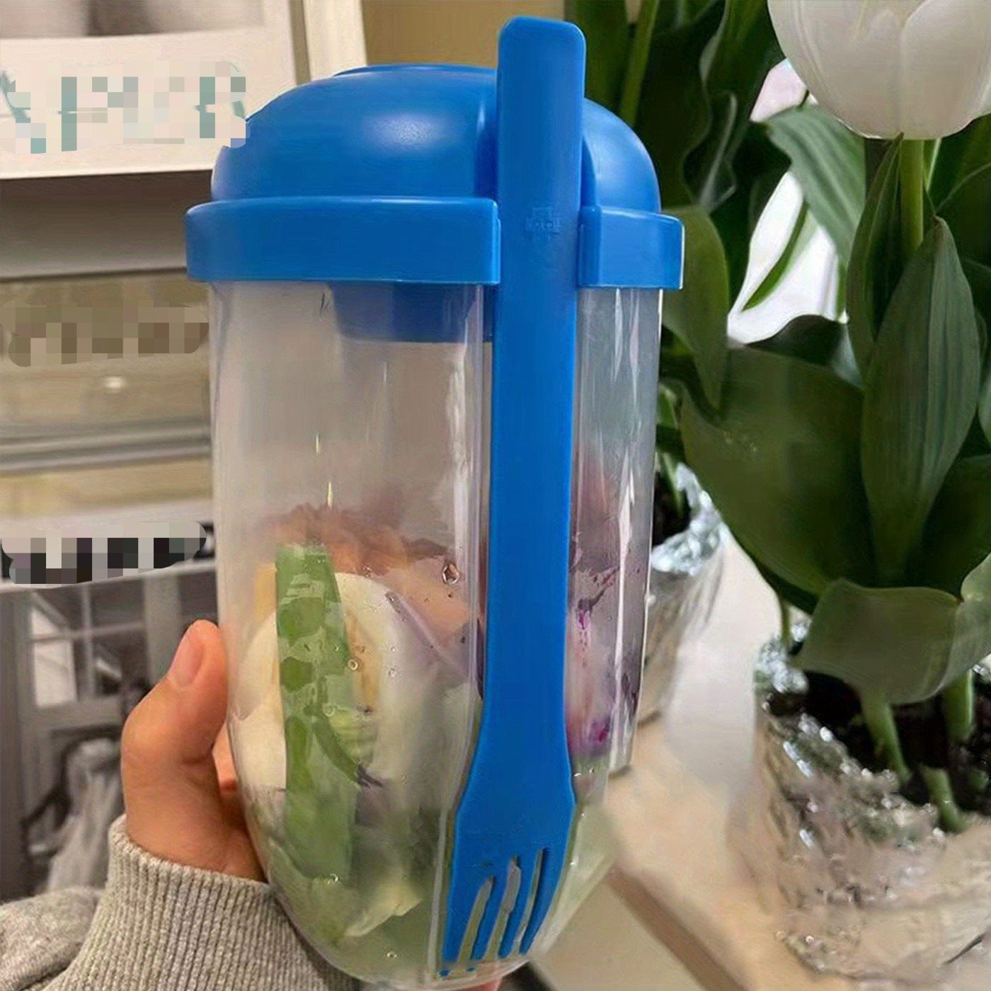 1 Stück, Frischer Salatbecher, Fit halten Salat Mahlzeiten Shaker Becher, 1000ml/33.81oz, Tragbarer Obst Gemüse Milchbecher, 19.99cm X 5.92cm