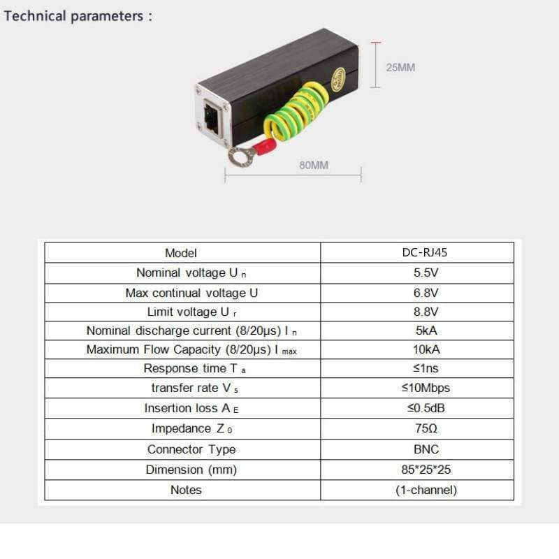 LAN & IP CCTV security camera network RJ45 surge protection, protective device, lightning protection, SPD for 100M Ethernet network