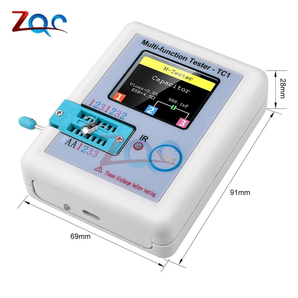 LCR-TC1 1.8" TFT LCD Display Multi-Meter Transistor Tester Diode Triode Capacitor Resistor Testing Device ESR LCR NPN PNP MOSFET COD