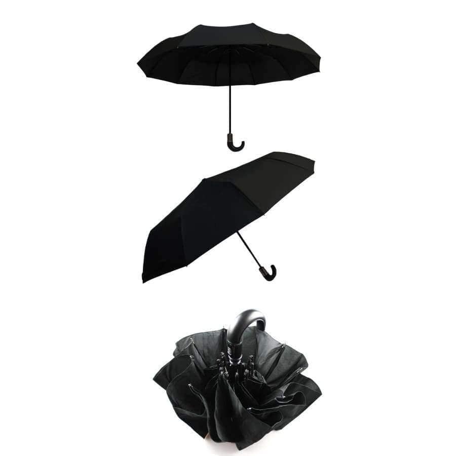 Leather curved handle men's automatic business umbrella men windproof black large auto umbrellas parasol rain paraguas