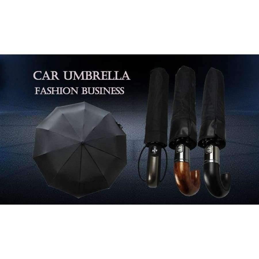 Leather curved handle men's automatic business umbrella men windproof black large auto umbrellas parasol rain paraguas