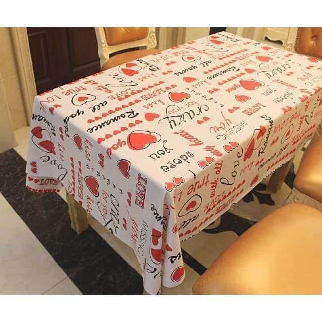 PVC Tischdecke Wasserdicht Rechteckige Plastik Picknickdecke für Teetisch Heimtextilien Mode Liebe Festlich Rot MJ033