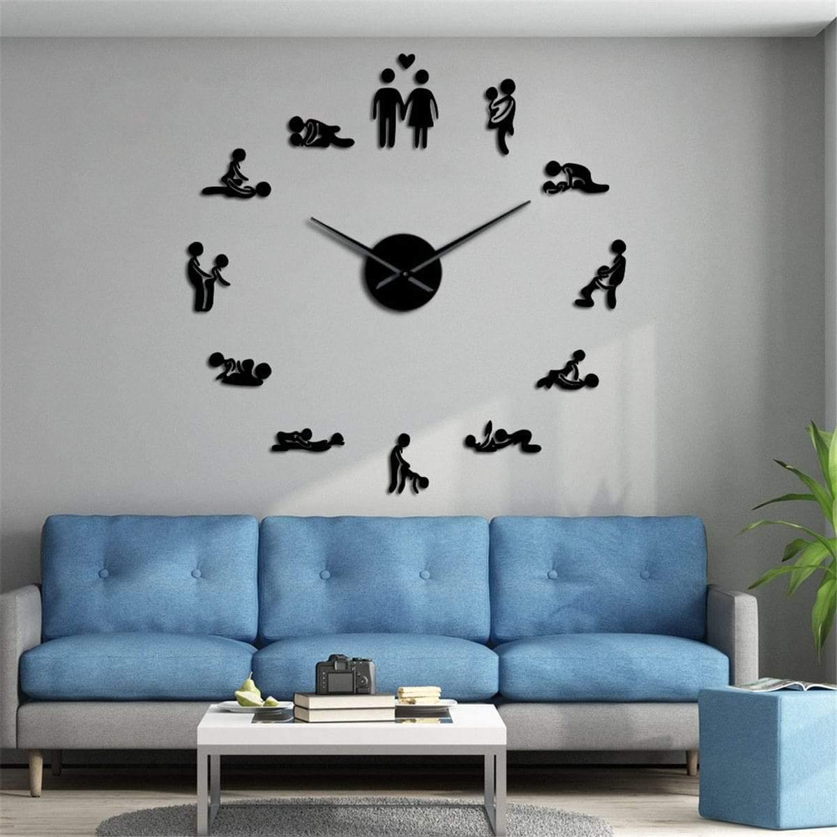 Love Position Stille Wanduhr Junggesellenabschiedsspiel Sexy Kama Sutra 3D DIY Uhr Lustige Erwachsenenraumdekoration Aufkleber Kunst Neu