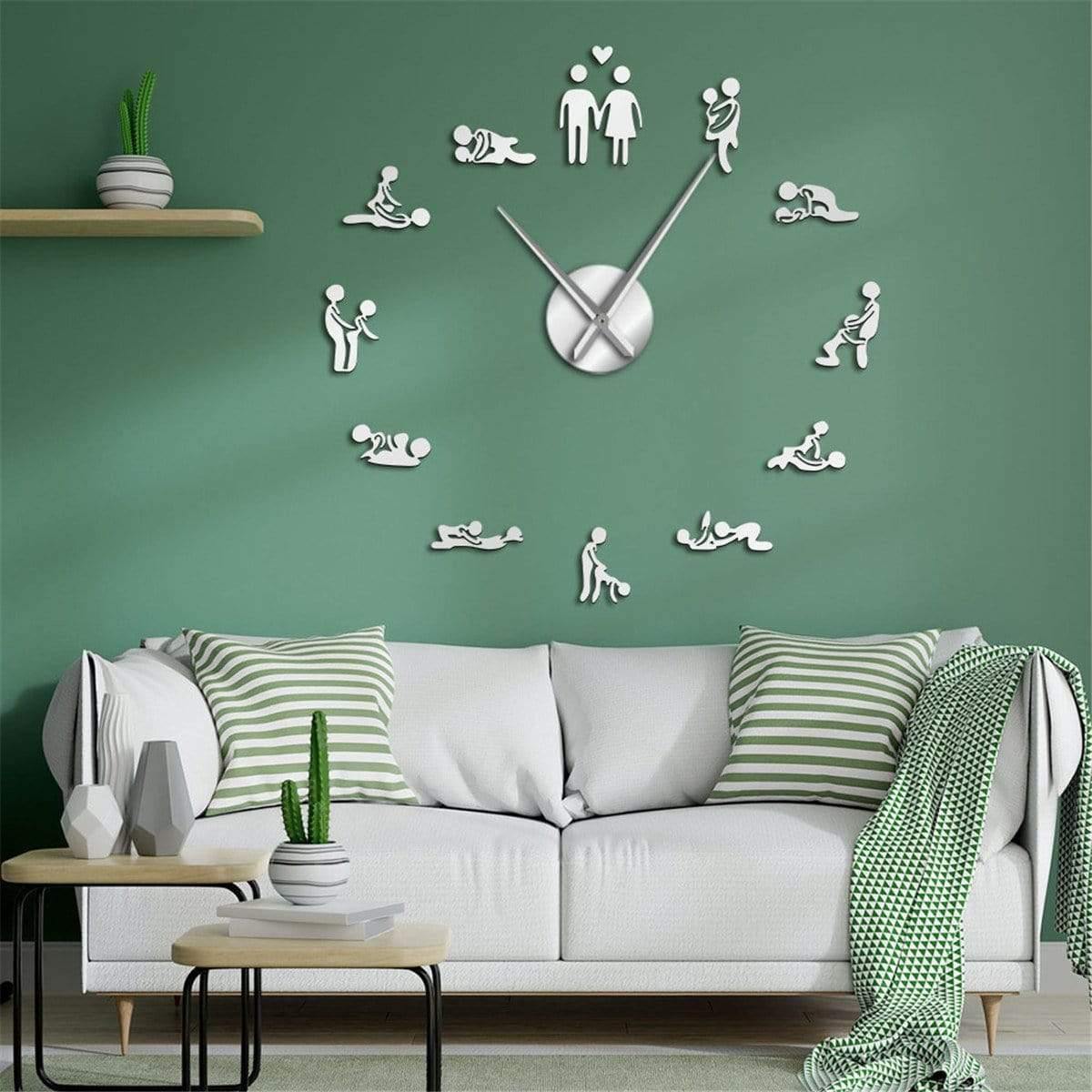 Love Position Stille Wanduhr Junggesellenabschiedsspiel Sexy Kama Sutra 3D DIY Uhr Lustige Erwachsenenraumdekoration Aufkleber Kunst Neu