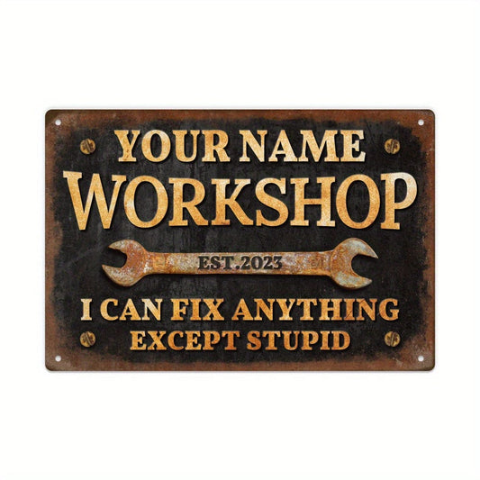 1pc [Angepasst] Personalisierte Werkstatt-Tafel, Benutzerdefinierter Name, Jahr, Vintage Garage Wanddekoration, 30,48x20,32 cm Metallschild, Geschenkideen