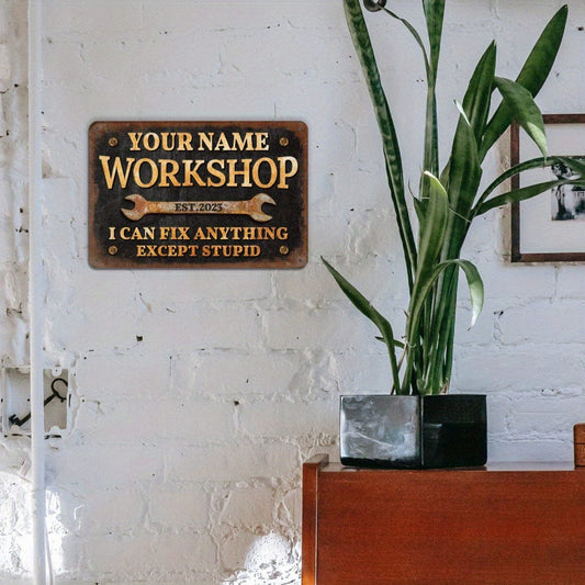 1pc [Angepasst] Personalisierte Werkstatt-Tafel, Benutzerdefinierter Name, Jahr, Vintage Garage Wanddekoration, 30,48x20,32 cm Metallschild, Geschenkideen
