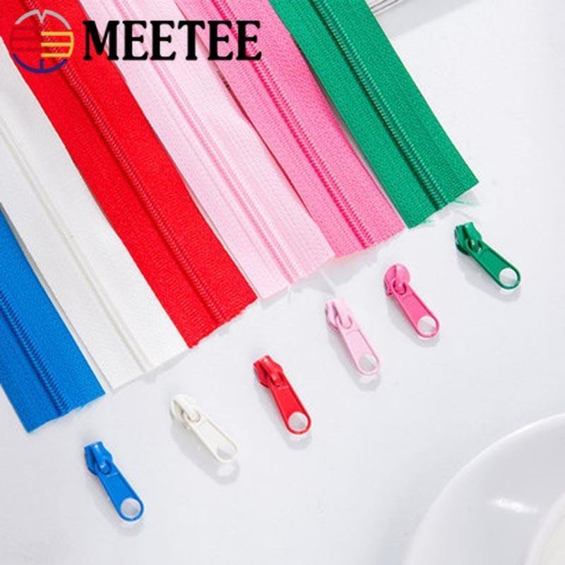 Meetee 10/20M Nylon 3# Zipper with Slider & Stop for Quilt Bags Tent Invisible Clothing Zipper Sewing Craft Supplies