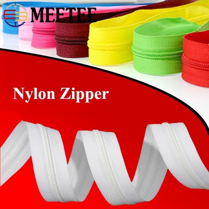 Meetee 10/20M Nylon 3# Zipper with Slider & Stop for Quilt Bags Tent Invisible Clothing Zipper Sewing Craft Supplies