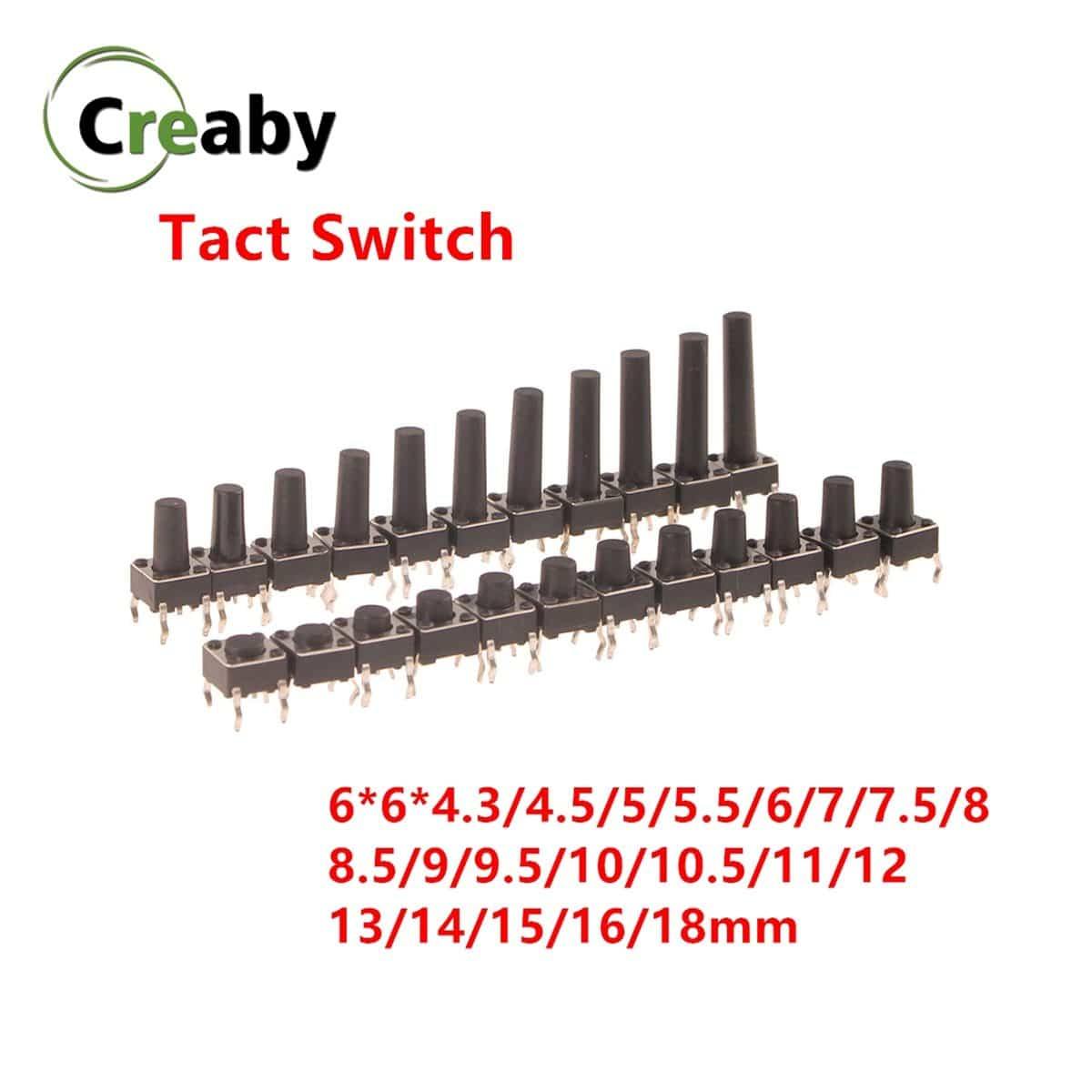 Micro-Schalter 6x6mm Panel PCB Momentary Tactile Tact Mini Drucktaster Schalter DIP 4pin 6x6x4.3/4.5/5/6/18 MM 6*6*4.3mm 4.5mm