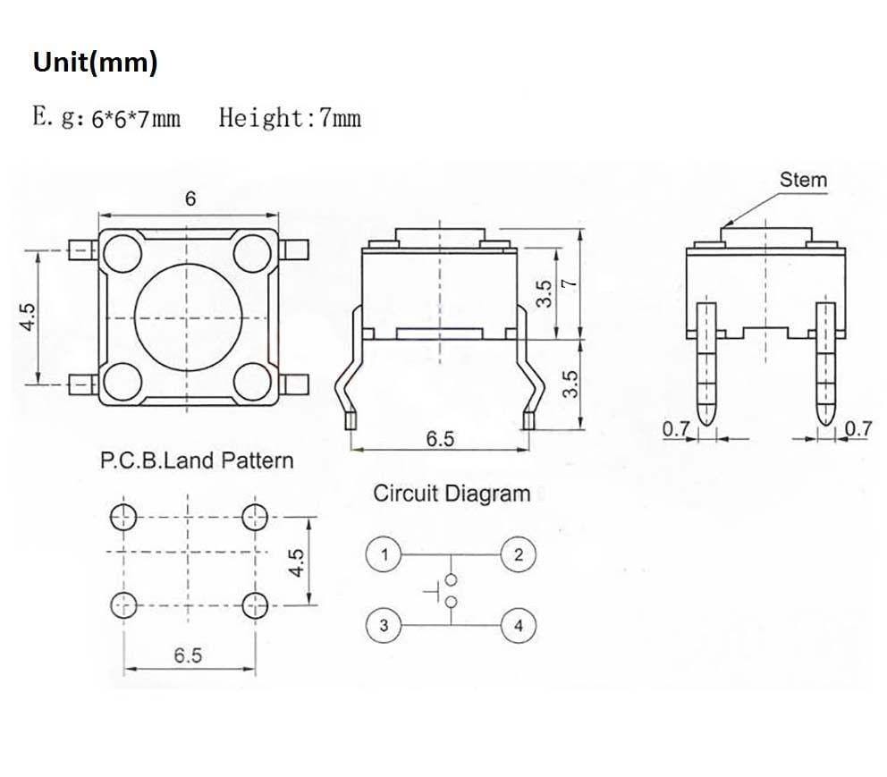 Micro-Schalter 6x6mm Panel PCB Momentary Tactile Tact Mini Drucktaster Schalter DIP 4pin 6x6x4.3/4.5/5/6/18 MM 6*6*4.3mm 4.5mm