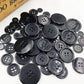 50 pieces 11/15/18/20/25/30mm black overcoat plastic button 4 holes crafting sewing PT251