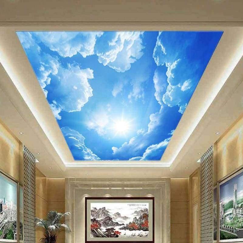 Moderne 3D Fototapete Blau Himmel und weiße Wolken Tapeten Wohnkultur Dekor Wohnzimmer Decke Lobby Wandtapete