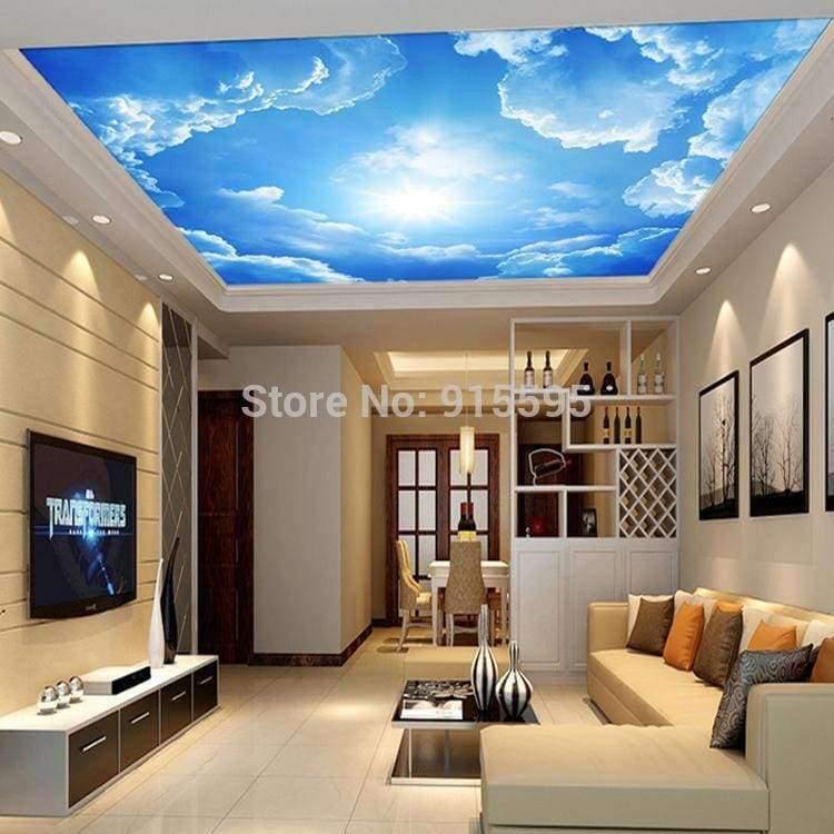 Moderne 3D Fototapete Blau Himmel und weiße Wolken Tapeten Wohnkultur Dekor Wohnzimmer Decke Lobby Wandtapete