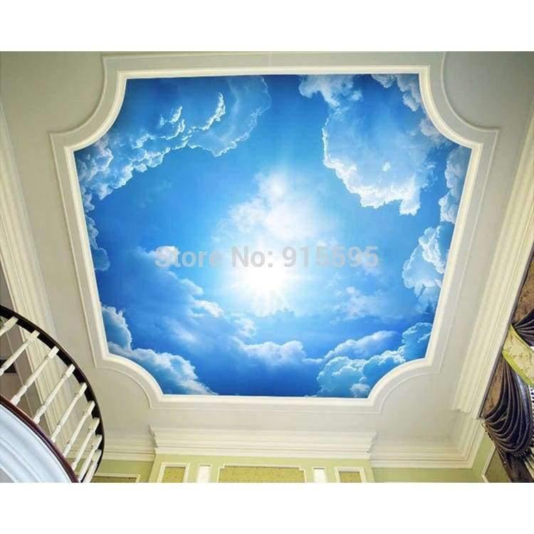Moderne 3D Fototapete Blau Himmel und weiße Wolken Tapeten Wohnkultur Dekor Wohnzimmer Decke Lobby Wandtapete