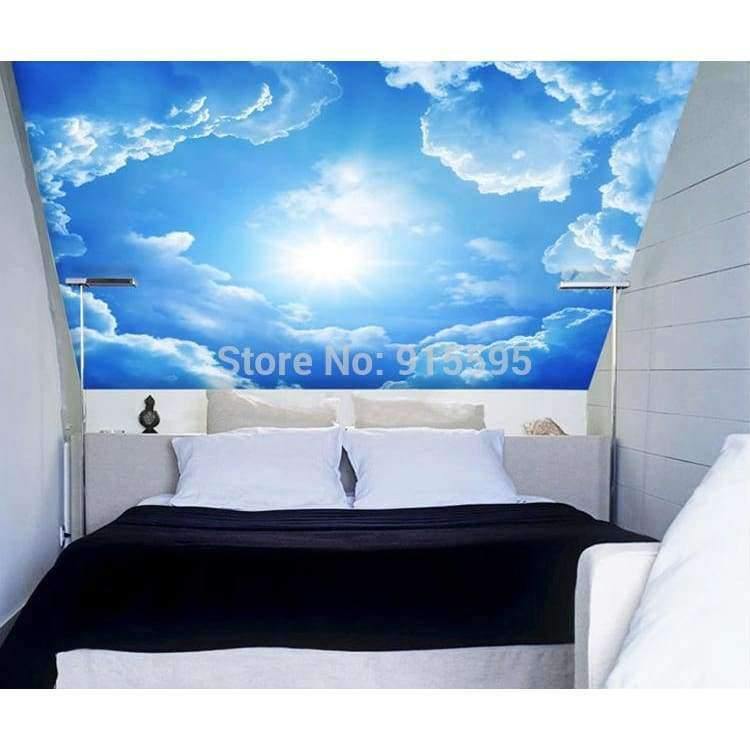 Moderne 3D Fototapete Blau Himmel und weiße Wolken Tapeten Wohnkultur Dekor Wohnzimmer Decke Lobby Wandtapete