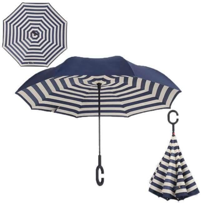 Reverse Fold Double Layer Inverted Chuva Umbrella Self-Standing Inside Out Rain Protection C-Hook Hands for Car
