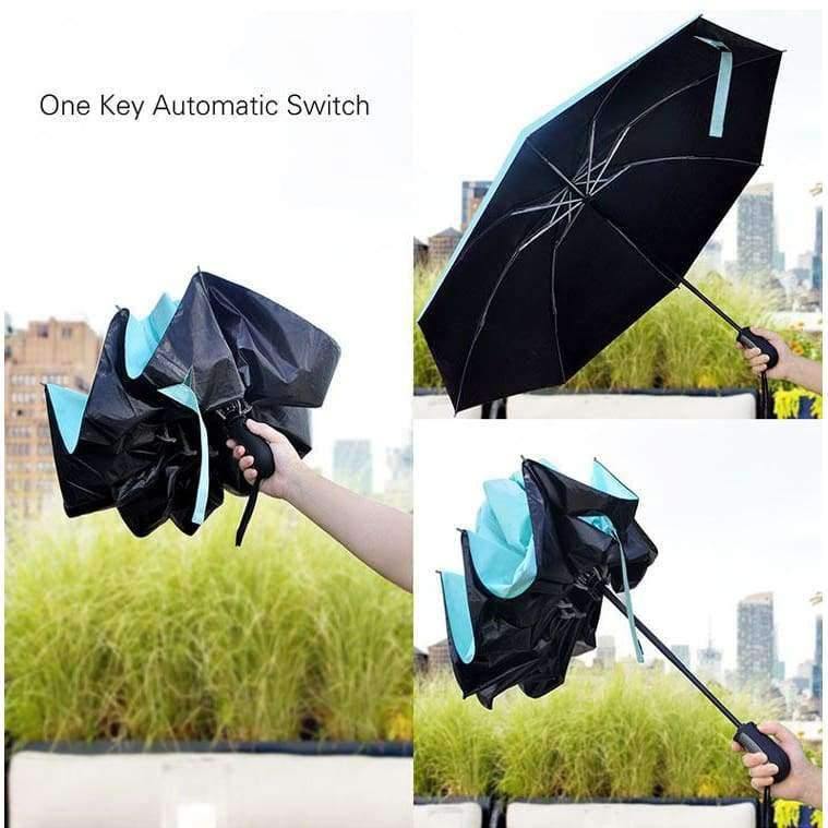 Black Cover Automatic Umbrella Inverted Fashion Color 3 Folding Sun Umbrella Inverse Umbrella Rain Women Men for Car