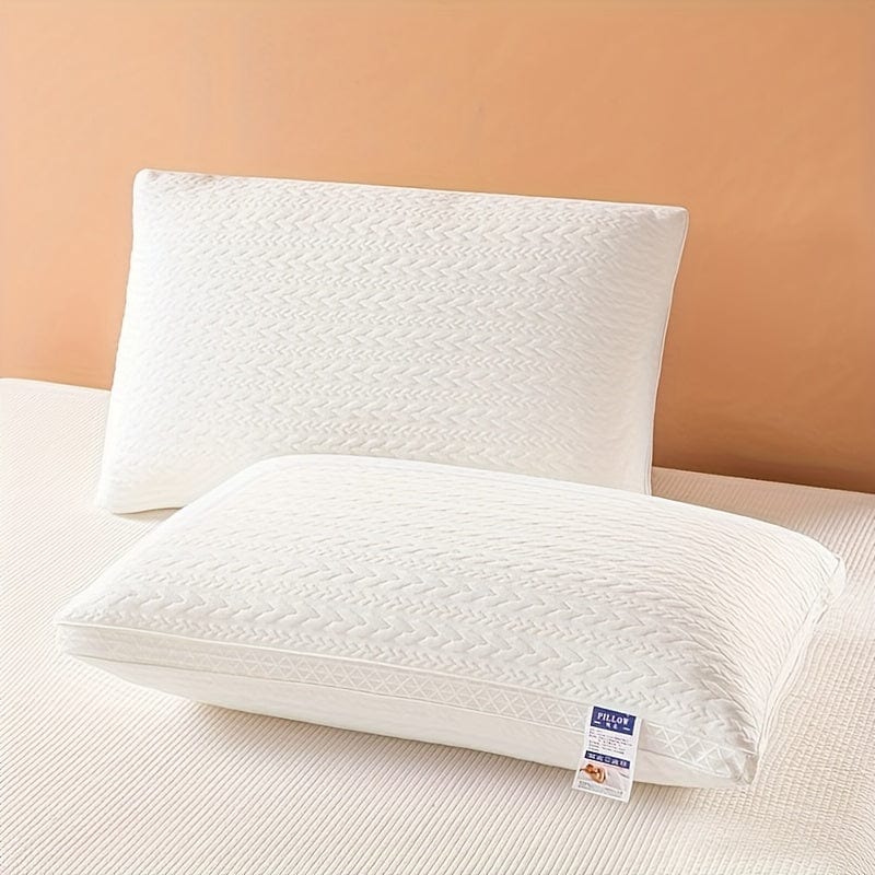 1pc Bequames und Stützendes Kopfkissen mit Netzrand und Weizenhalm-Rasterdesign zur Unterstützung von Nacken und Schultern - Perfekt für Gästezimmer und Home Decor