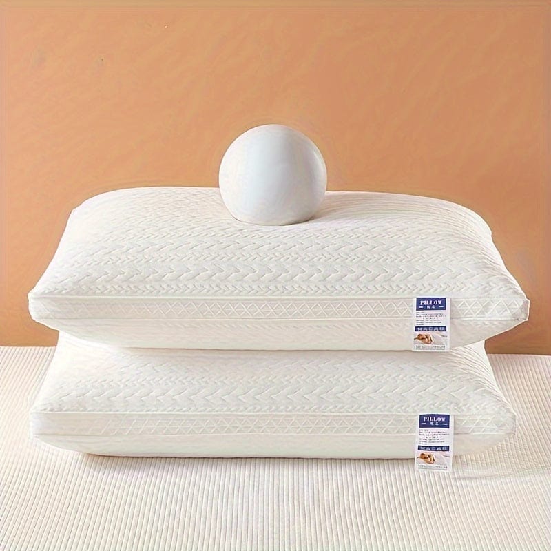 1pc Bequames und Stützendes Kopfkissen mit Netzrand und Weizenhalm-Rasterdesign zur Unterstützung von Nacken und Schultern - Perfekt für Gästezimmer und Home Decor