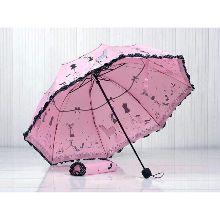Beautiful girl pattern umbrella women's fashion bow princess umbrellas ladies parasol creative gift US041