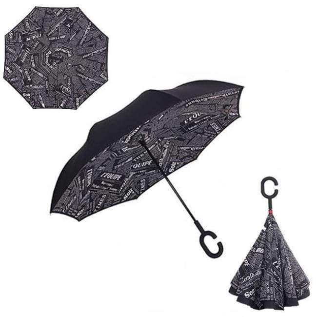 Reverse Fold Double Layer Inverted Chuva Umbrella Self-Standing Inside Out Rain Protection C-Hook Hands for Car