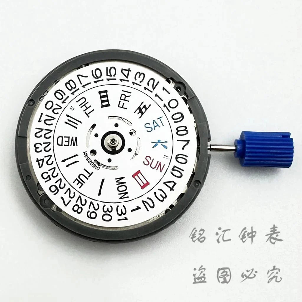 Weißer Kalender NH36 24 Edelsteine Automatikwerk Krone bei 3.0 und 3.8 Uhr NH36 Uhren Teile Stamm Set