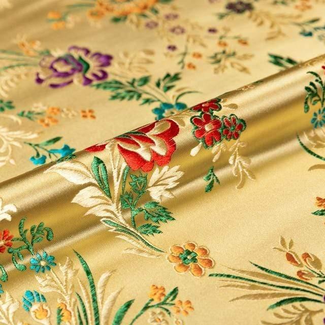 Flower fabrics brocade jacquard patterned fabric for sewing cheongsam and kimono material for DIY