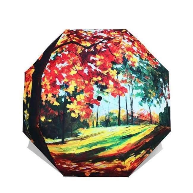 Art Sakura Umbrella Women Van Gogh Painting Folding Umbrella Rain Women Windproof Anti-UV Sun Umbrella YHS03
