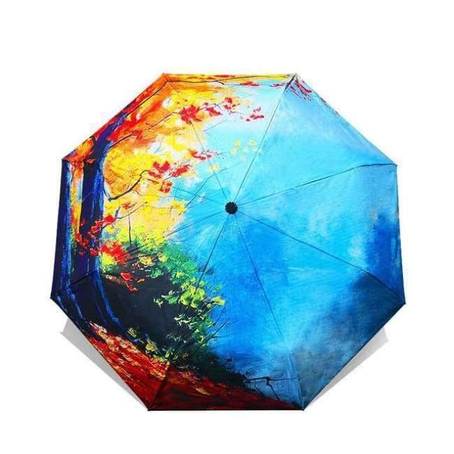 Art Sakura Umbrella Women Van Gogh Painting Folding Umbrella Rain Women Windproof Anti-UV Sun Umbrella YHS03