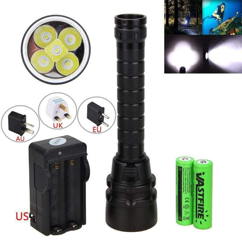 Wasserdichte Unterwasser 100m Tauchlampe 2500Lm T6 18650 LED Tauchtorch Lampe + Tauchmaske + Atemschlauch + Handschuhe