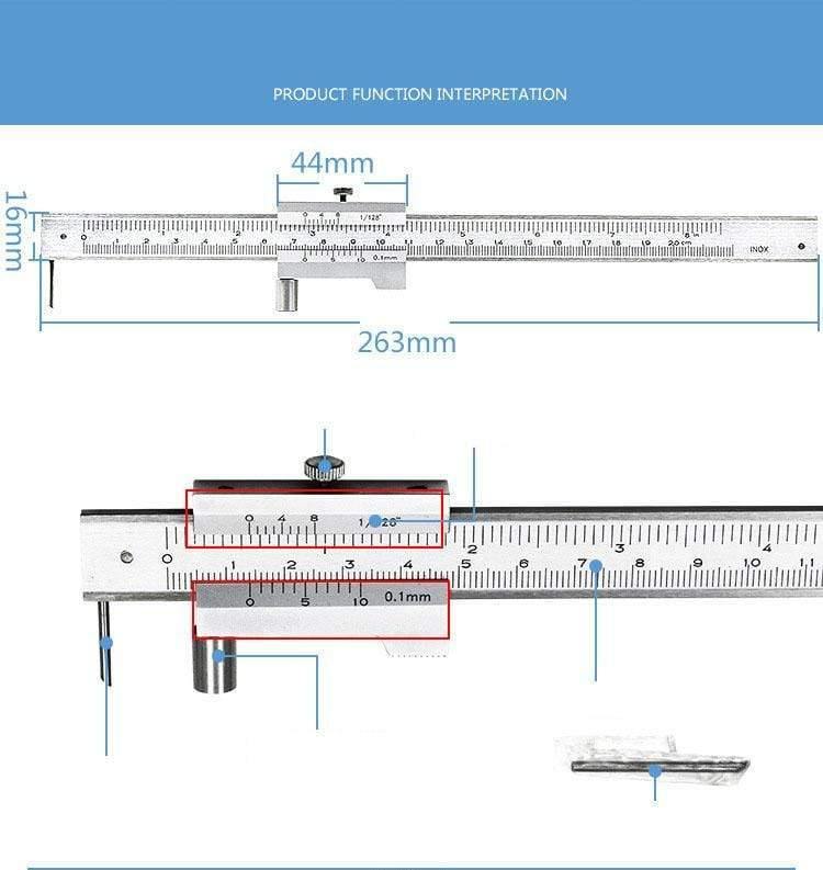 Parallel crossed caliper 0-200mm stainless steel parallel crossed slide calipers