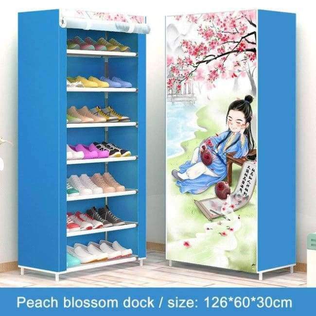 Schuhregal 8-lagig 7-Gitter Vliesstoffe großer Schuhschrank Organisator abnehmbarer Schuhaufbewahrung für Wohnmöbel