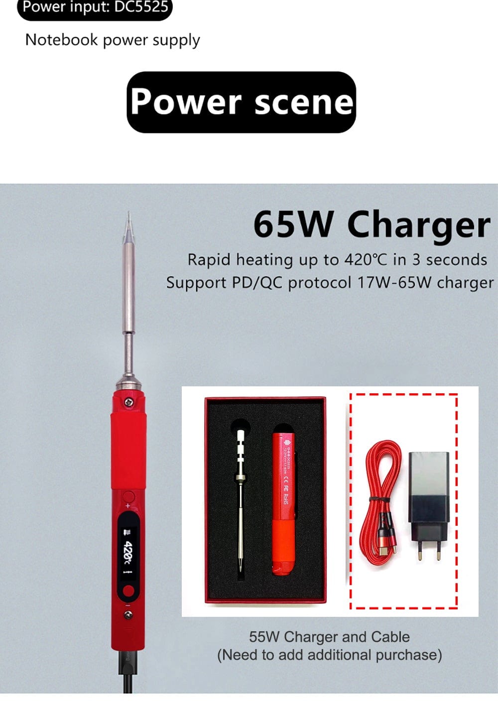 Pine64 Pinecil Soldering Iron Portable Mini USB Interface for Welding Tools Constant Temperature Intelligent Maintenance Electr
