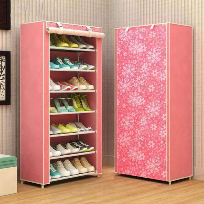 Neuer Stil Schuhregal 8-lagig 7-Gitter Vliesstoffe großer Schuhregalständer abnehmbarer Schuhaufbewahrung für Möbel zu Hause