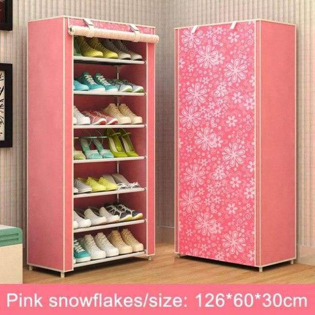 Schuhregal 8-lagig 7-Gitter Vliesstoffe großer Schuhschrank Organisator abnehmbarer Schuhaufbewahrung für Wohnmöbel
