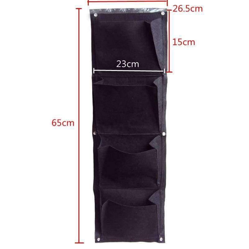 Planter Grow Bag 4 Taschen Schwarz Vertikaler Garten Wandmontierte Pflanzung Blumen Gemüse Wohnzimmer Garten Haushaltswaren 26.5*65cm