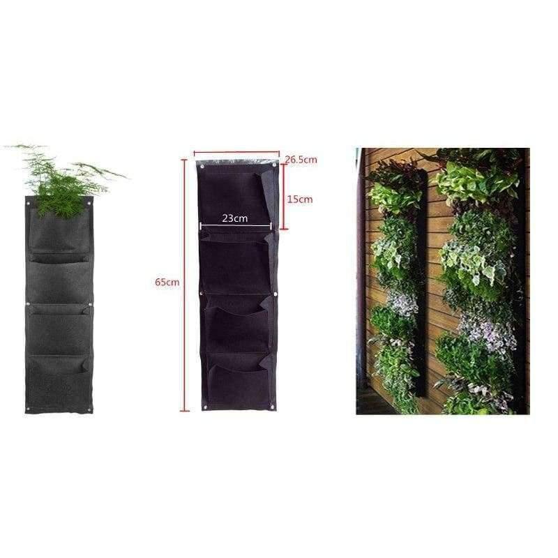 Planter Grow Bag 4 Taschen Schwarz Vertikaler Garten Wandmontierte Pflanzung Blumen Gemüse Wohnzimmer Garten Haushaltswaren 26.5*65cm