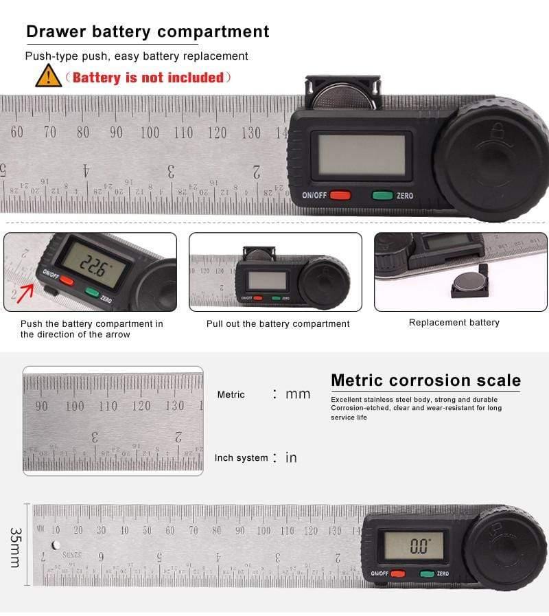 Protractor Digital Shop Ruler Meter 360 Degree Protractor Steel Inclinometer Goniometer Electronic Angle Lock