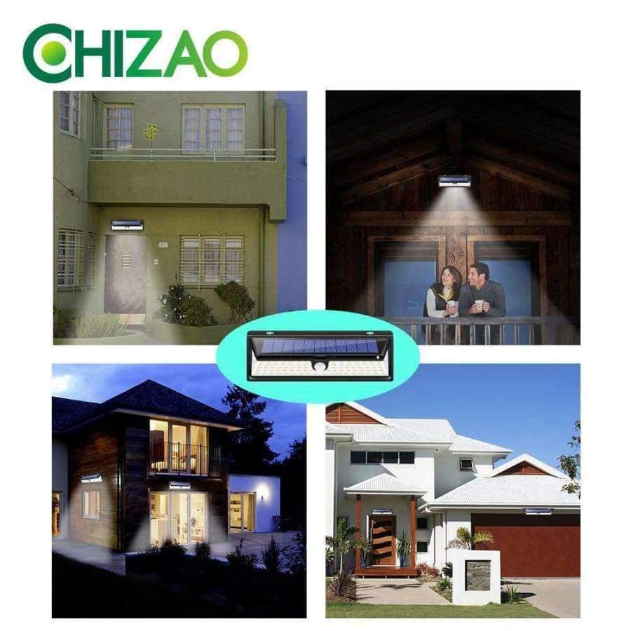 CHIZAO 90 LED Solar Sensor Bewegungsmelder Licht Schwarz/Weiß Wasserdicht Nachtlicht Außen Garten Notlampe 3 Modi PIR