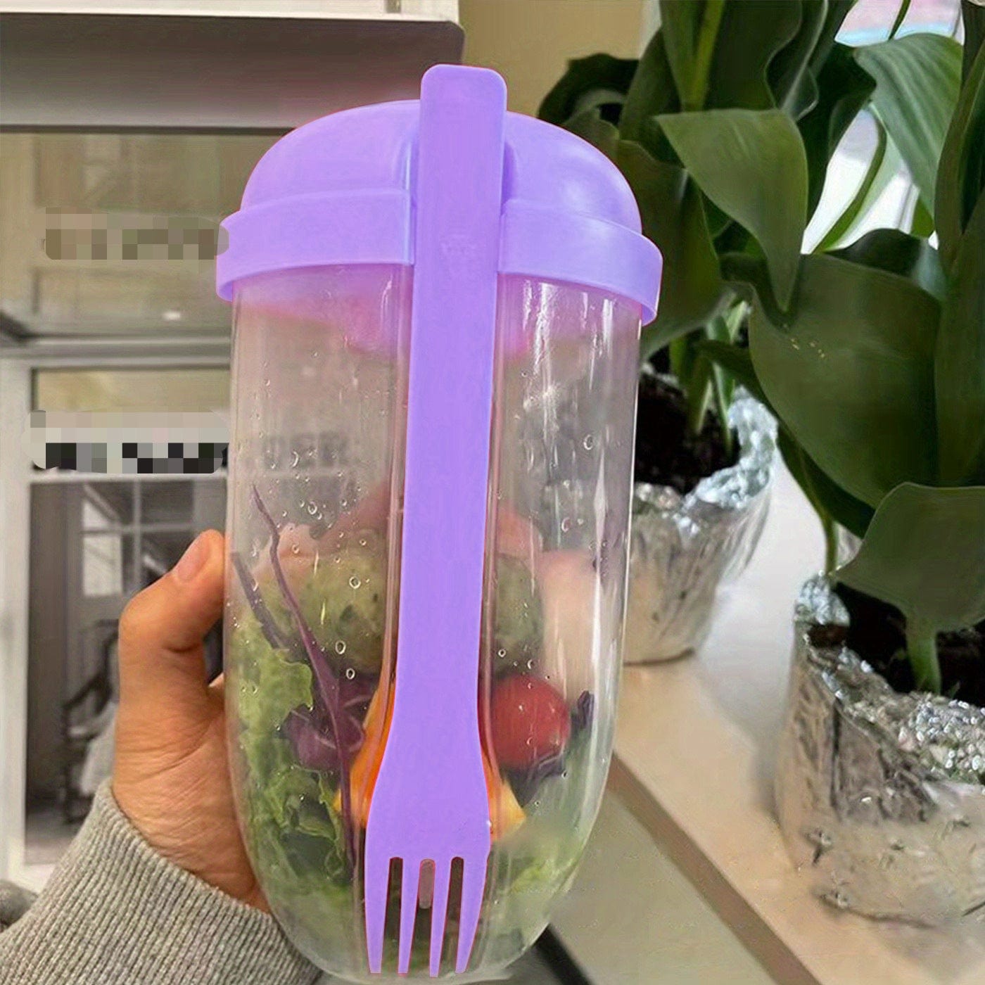 1 Stück, Frischer Salatbecher, Fit halten Salat Mahlzeiten Shaker Becher, 1000ml/33.81oz, Tragbarer Obst Gemüse Milchbecher, 19.99cm X 5.92cm