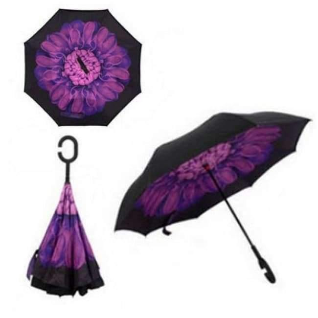 Reverse Fold Double Layer Inverted Chuva Umbrella Self-Standing Inside Out Rain Protection C-Hook Hands for Car