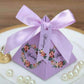 50 Stück Kostenloser Versand Pink/Lila/Tiffany Blau Florale Pyramidenehe Geschenke Süßigkeitenboxen Hochzeit Dusche Party Papier Geschenkbox
