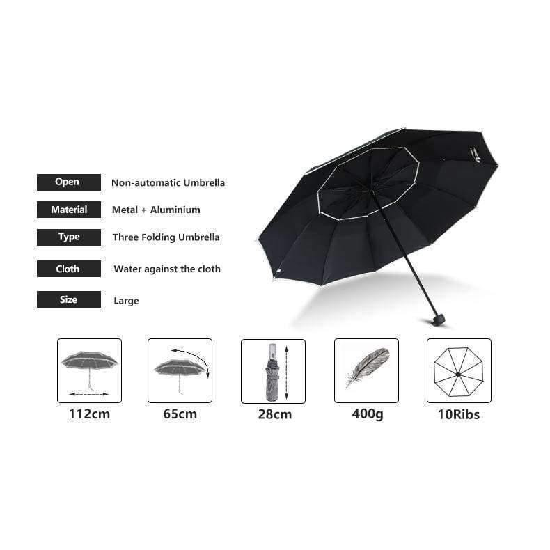 Quality umbrella rain women men windproof double layer sun 3-folding 112cm umbrella male female man travel umbrella
